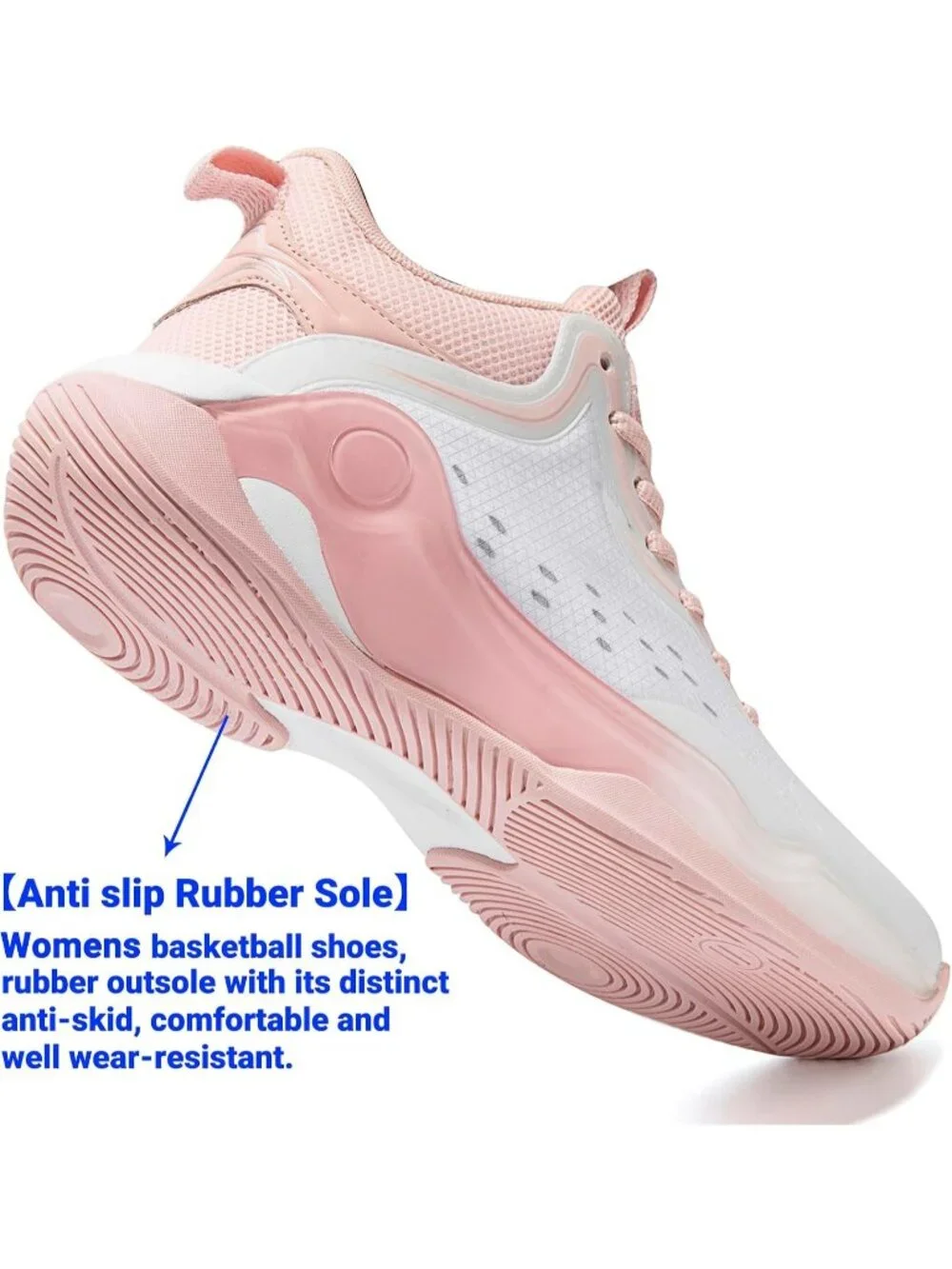 Women's Pink Mesh Basketball High Upper Volleyball Breathable Sports Sneakers